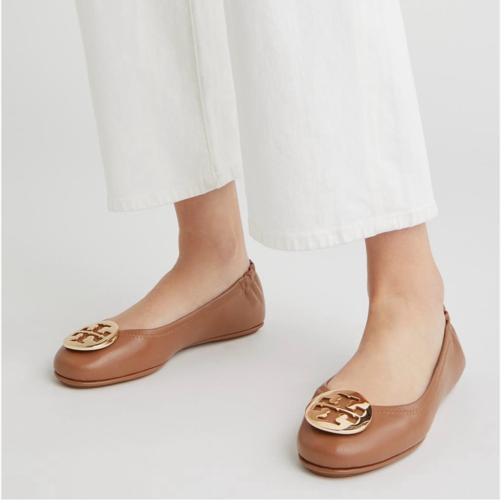 Tory Burch Women’s Minnie Travel Ballet Sz 8 Royal Tan